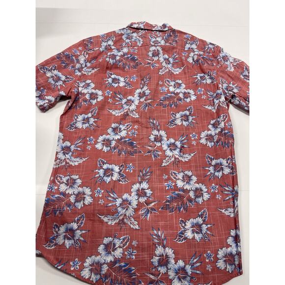IZOD Men's Saltwater Pink Tropical Hawaiian Cotton Short Sleeve Sportshirt Med - Picture 6 of 6